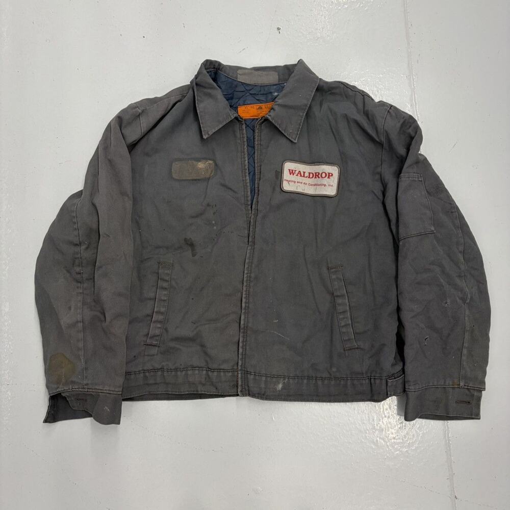 Vintage 70s Red Kap Grey Canvas Workwear Mechanics Jacket
